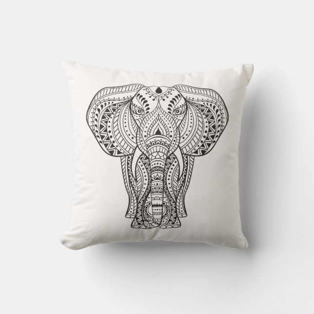Ethnischer indischer Elefant Kissen (Vorderseite)