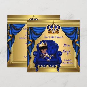 Ethnischer Junge Baby Shower Prinz Königlich Blau  Einladung