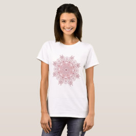 Ethnischer korallenroter Mit Blumenmandala. T-Shirt
