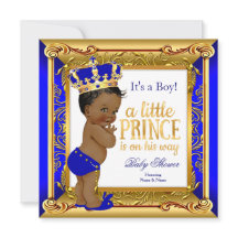 Ethnischer Prinz Baby Shower Blau Faux Gold