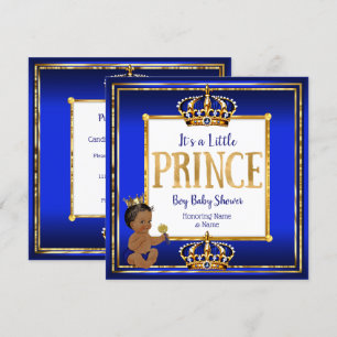 Ethnischer Prinz Junge Baby-Party Royal Blau Gold Einladung