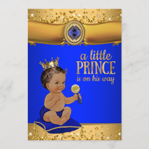 Ethnischer Prinz Königlich Blau Gold Prinz Baby Sh Einladung