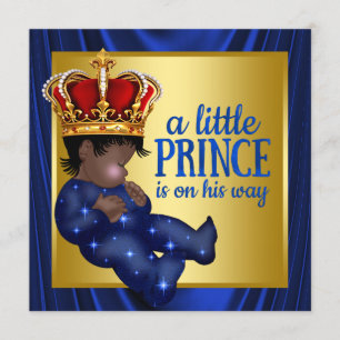 Ethnischer Prinz Royalblaue Krone Baby Shower Einladung