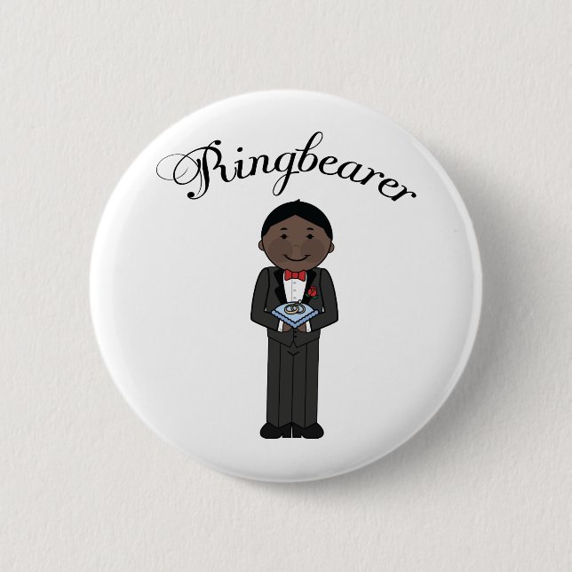 Ethnischer Ringbearer Hochzeits-Knopf Button (Vorderseite)