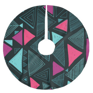 Ethnischer Stammesboho: Doodle Vintag. Polyester Weihnachtsbaumdecke