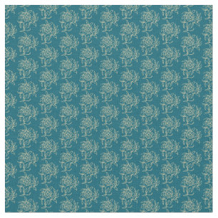 Ethnischer Stil Floral Mini-Print Beige auf Türkis Stoff