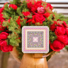 Ethnischer Stil Quadratischer Aufkleber