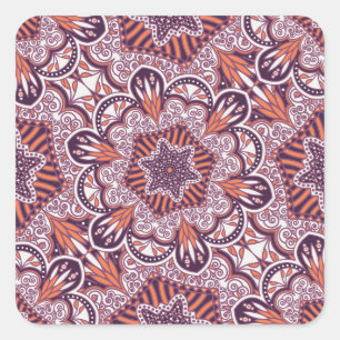 Ethnischer Stil, Vintage Dekoration. Quadratischer Aufkleber