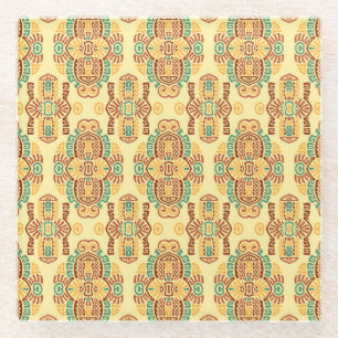 Ethnischer Vintage-Trend: Bohemian nahtloser Flies Glasuntersetzer
