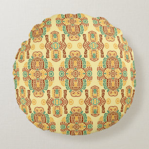 Ethnischer Vintage-Trend: Bohemian nahtloser Flies Rundes Kissen