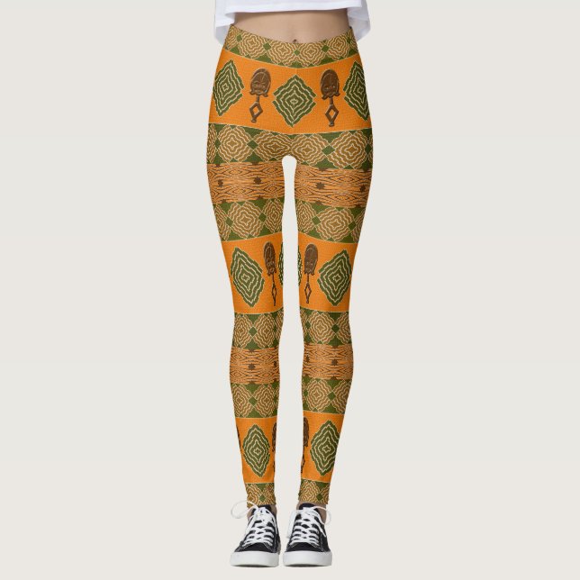 ethnisches afrikanisches gestreiftes Stammes- Leggings (Vorderseite)