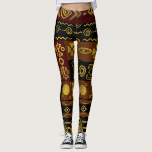 Ethnisches afrikanisches goldenes Muster auf Leggings