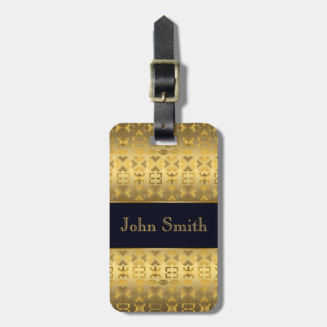 Ethnisches afrikanisches goldenes Muster mit Gepäckanhänger (Vorderseite vertikal)