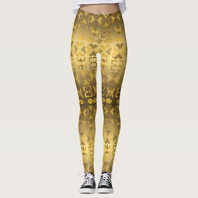 Ethnisches afrikanisches Muster mit Adinkra Leggings (Vorderseite)