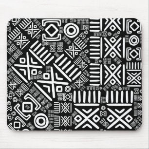 Ethnisches afrikanisches Muster Schwarzweiss-#6 Mousepad