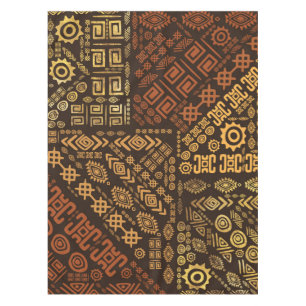 Ethnisches afrikanisches Musterbraun und Golde #10 Tischdecke