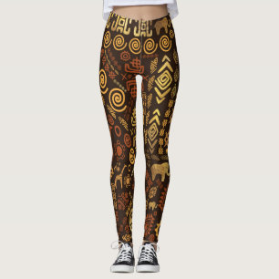 Ethnisches afrikanisches Musterbraun und Golde #12 Leggings