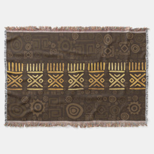 Ethnisches afrikanisches Musterbraun und Golde #2 Decke