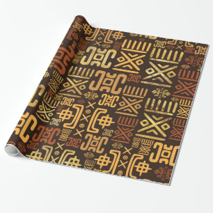 Ethnisches afrikanisches Musterbraun und Golde #8 Geschenkpapier