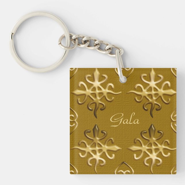 Ethnisches afrikanisches Stammes- Muster. Adinkra. Schlüsselanhänger (Vorderseite)