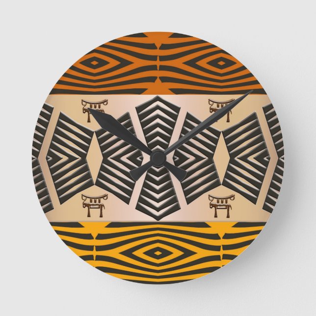 ethnisches afrikanisches Stammes- Muster Runde Wanduhr (Vorderseite)
