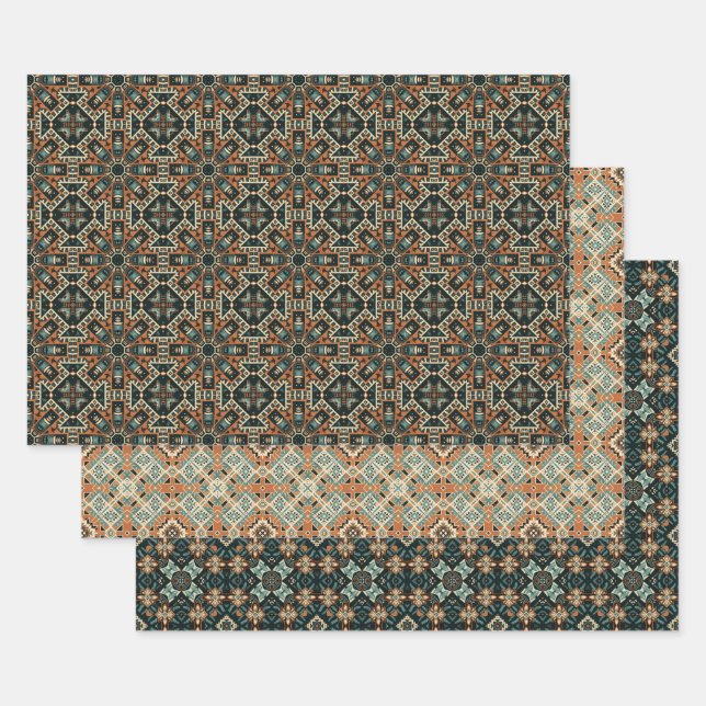 Ethnisches amerikanisches Boho Art Pattern Set 6 Geschenkpapier Set (Set)