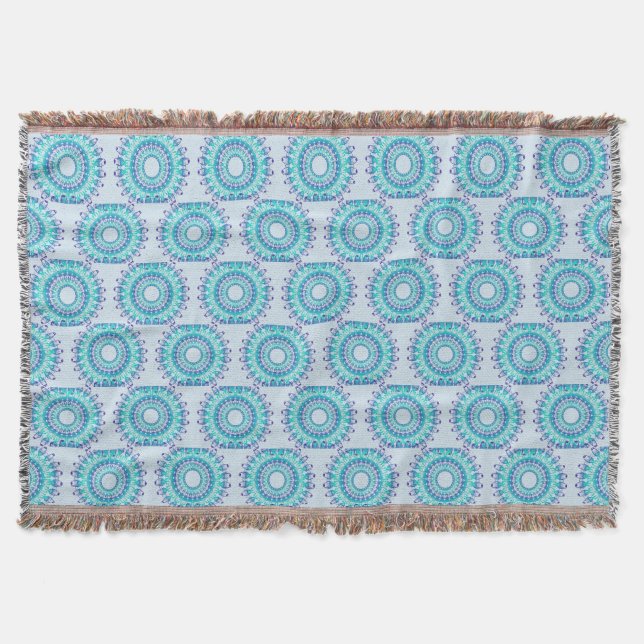 ethnisches aquamarines Mandalamuster Decke (Vorderseite)