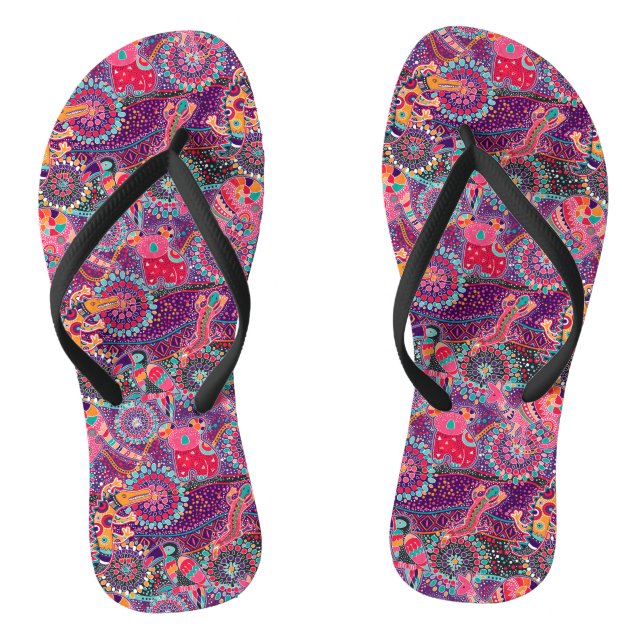 Ethnisches Art-Tier-Muster Flip Flops (Fußbett)
