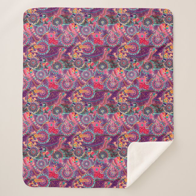 Ethnisches Art-Tier-Muster Sherpadecke (Vorderseite)