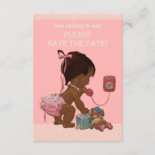 Ethnisches Baby auf Telefon-Baby-Dusche Save the Save The Date