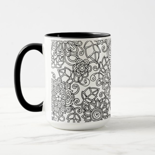 Ethnisches Blumengekritzel Tasse (Links)