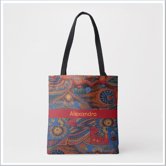 Ethnisches Boho Farbpattern Rot Blau & Gold (Von Creator hochgeladen)