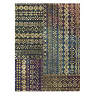 Ethnisches Boho goldenes Muster auf Aquarell Tischdecke