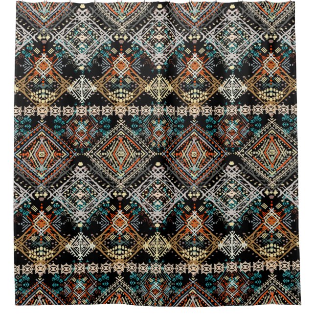 Ethnisches boho nahtloses Muster. Ethno-Ornament.  Duschvorhang (Vorderseite)