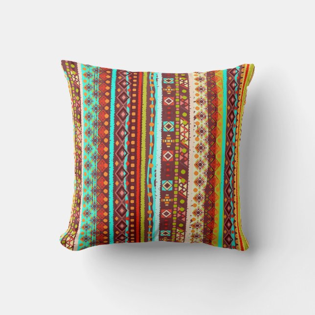 Ethnisches boho nahtloses Muster. Tribal Art Print Kissen (Vorderseite)