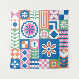 Ethnisches boho nahtloses Muster. Tribal Art Print Wandteppich