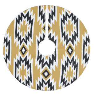 Ethnisches Boho: Vintages geometrisches Muster. Polyester Weihnachtsbaumdecke