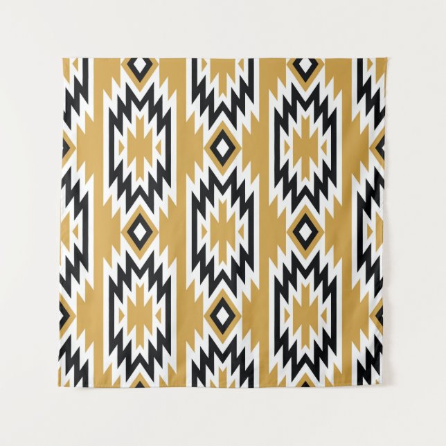 Ethnisches Boho: Vintages geometrisches Muster. Wandteppich (Vorderseite)