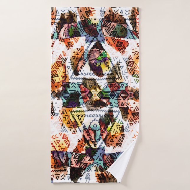 Ethnisches Design. Strickfarbenes, nahtloses Muste Badehandtuch (Badehandtuch)