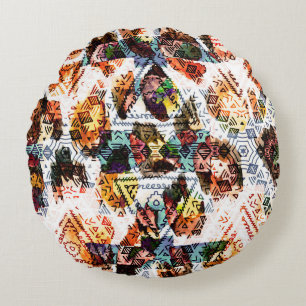 Ethnisches Design. Strickfarbenes, nahtloses Muste Rundes Kissen