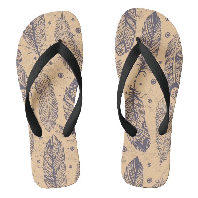 Ethnisches Feder-Kontur-Muster Flip Flops (Fußbett)