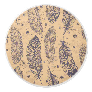 Ethnisches Feder-Kontur-Muster Keramikknauf