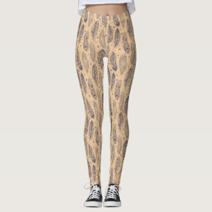 Ethnisches Feder-Kontur-Muster Leggings