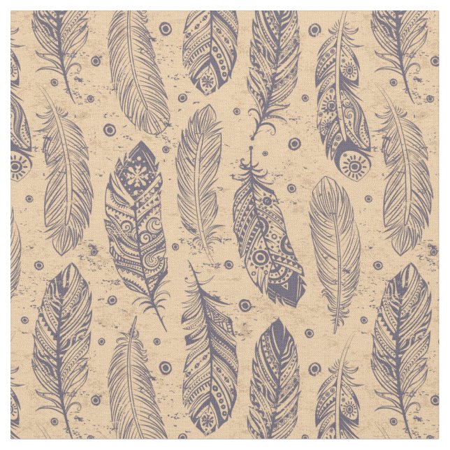 Ethnisches Feder-Kontur-Muster Stoff (Nahaufnahme)