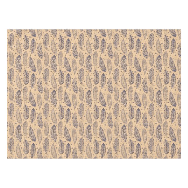 Ethnisches Feder-Kontur-Muster Tischdecke (Vorderseite (Horizontal))