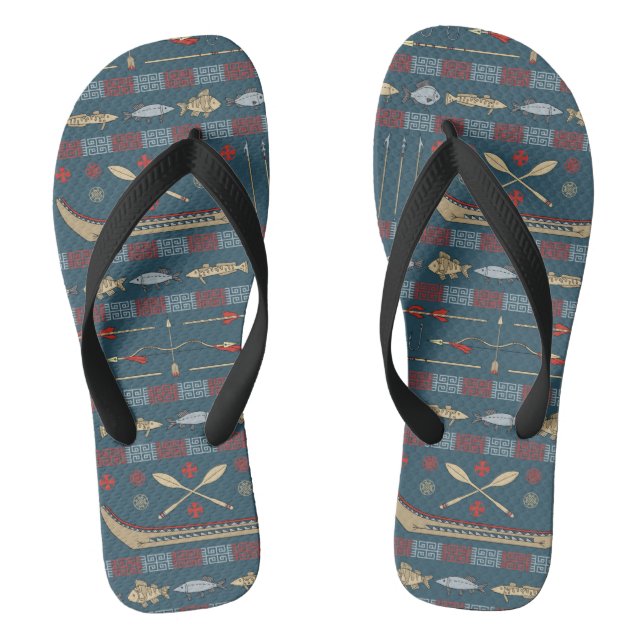 Ethnisches Fischen-Muster Flip Flops (Fußbett)