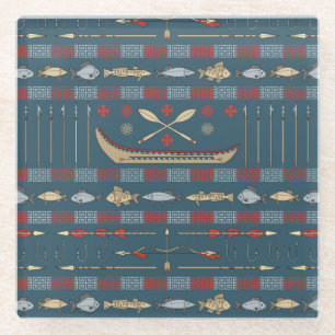 Ethnisches Fischen-Muster Glasuntersetzer