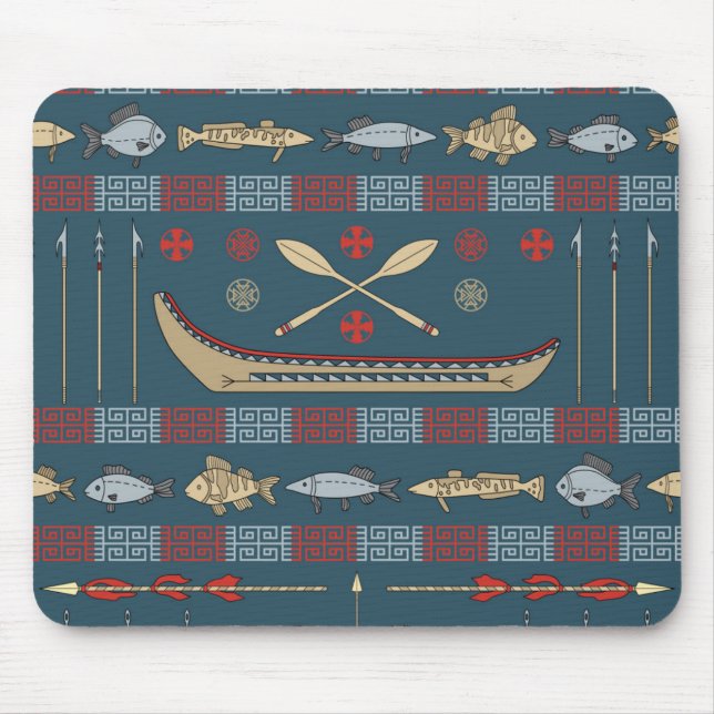 Ethnisches Fischereimuster Mousepad (Vorne)