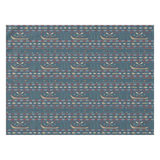 Ethnisches Fischfangmuster Tischdecke (Vorderseite (Horizontal))