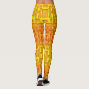 Ethnisches geometrisches orange Muster Leggings